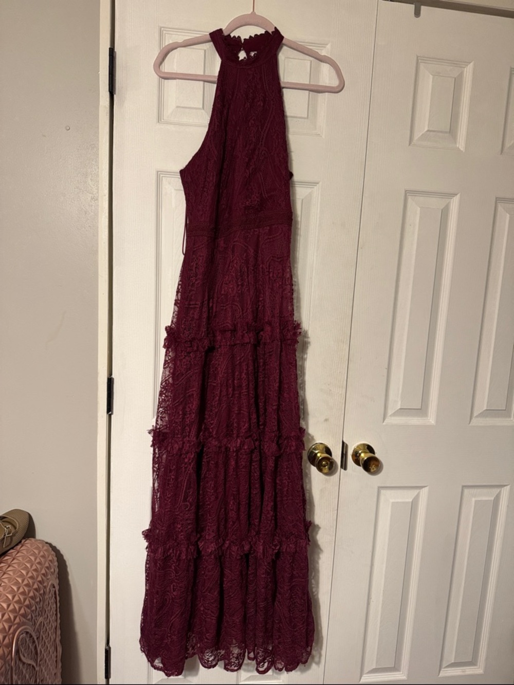 Altar'd State Burgundy Lace Halter Wedding Dress
